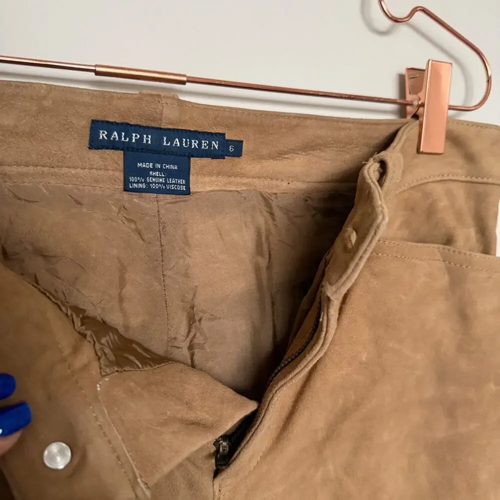 Vintage Ralph Lauren Womens Genuine Leather Pants 6 Western Luxury Equestrian